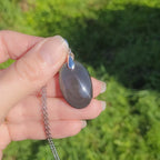 Pendentif en obsidienne oeil céleste 2,9 cm bélière argentée