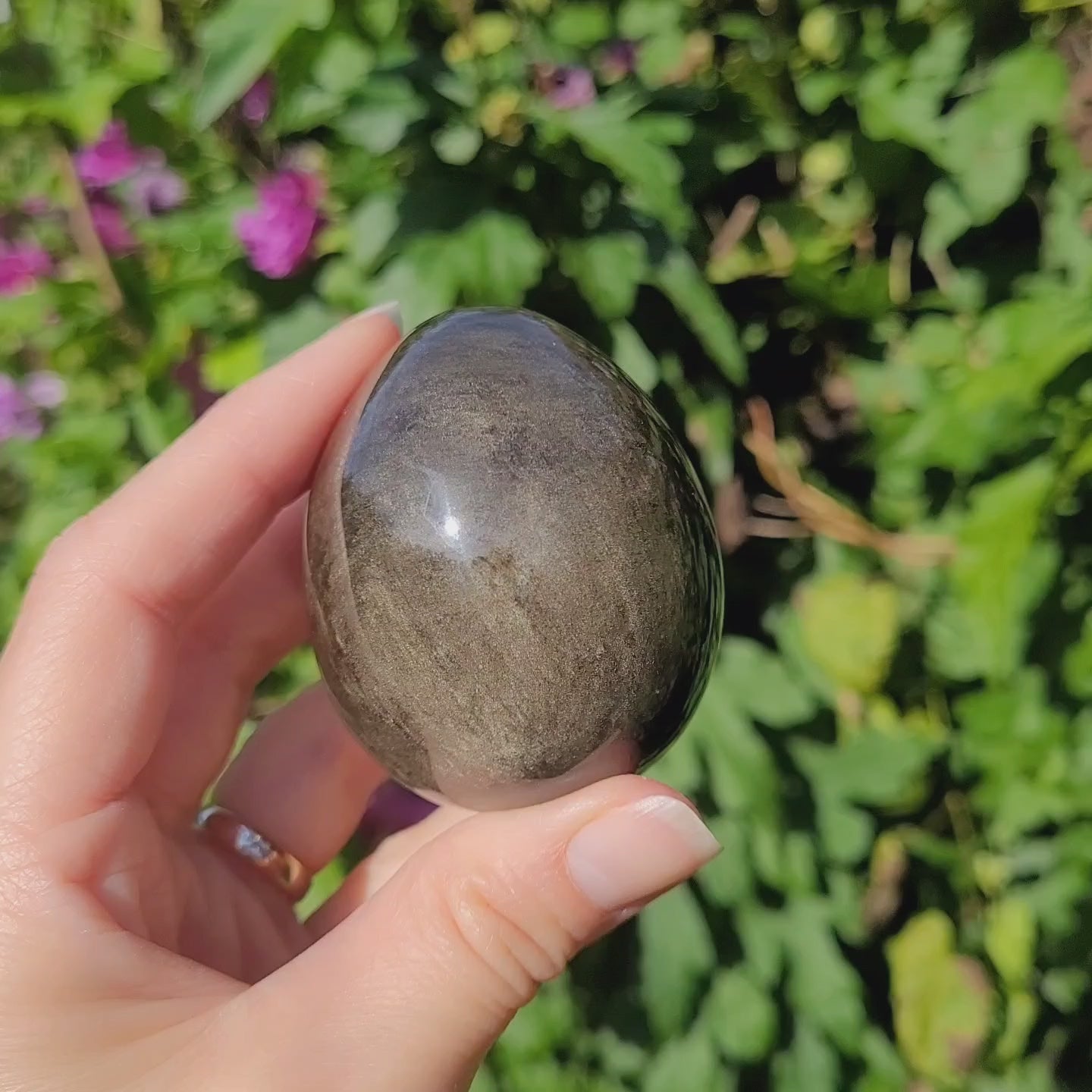 Oeuf en obsidienne dorée du Mexique 6cm - 180gr