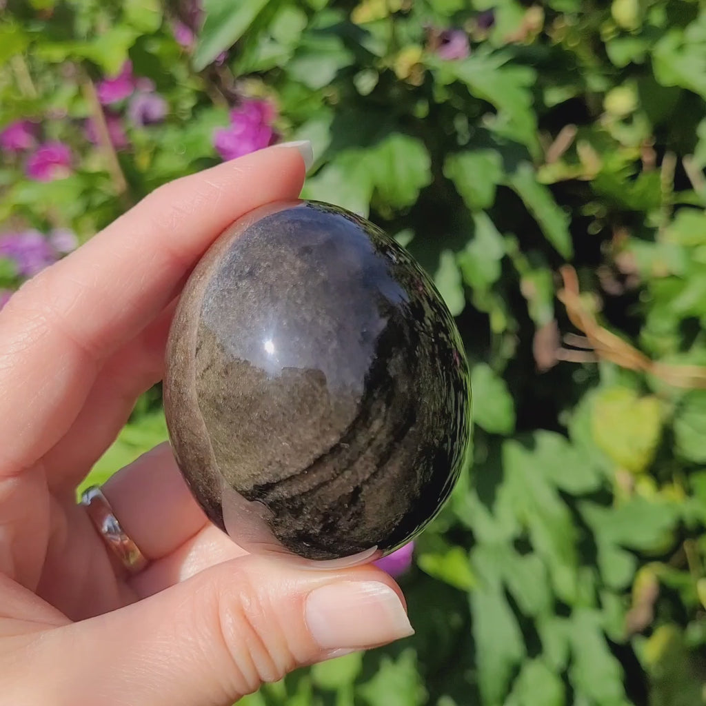 Oeuf en obsidienne dorée du Mexique 5,8cm - 167gr