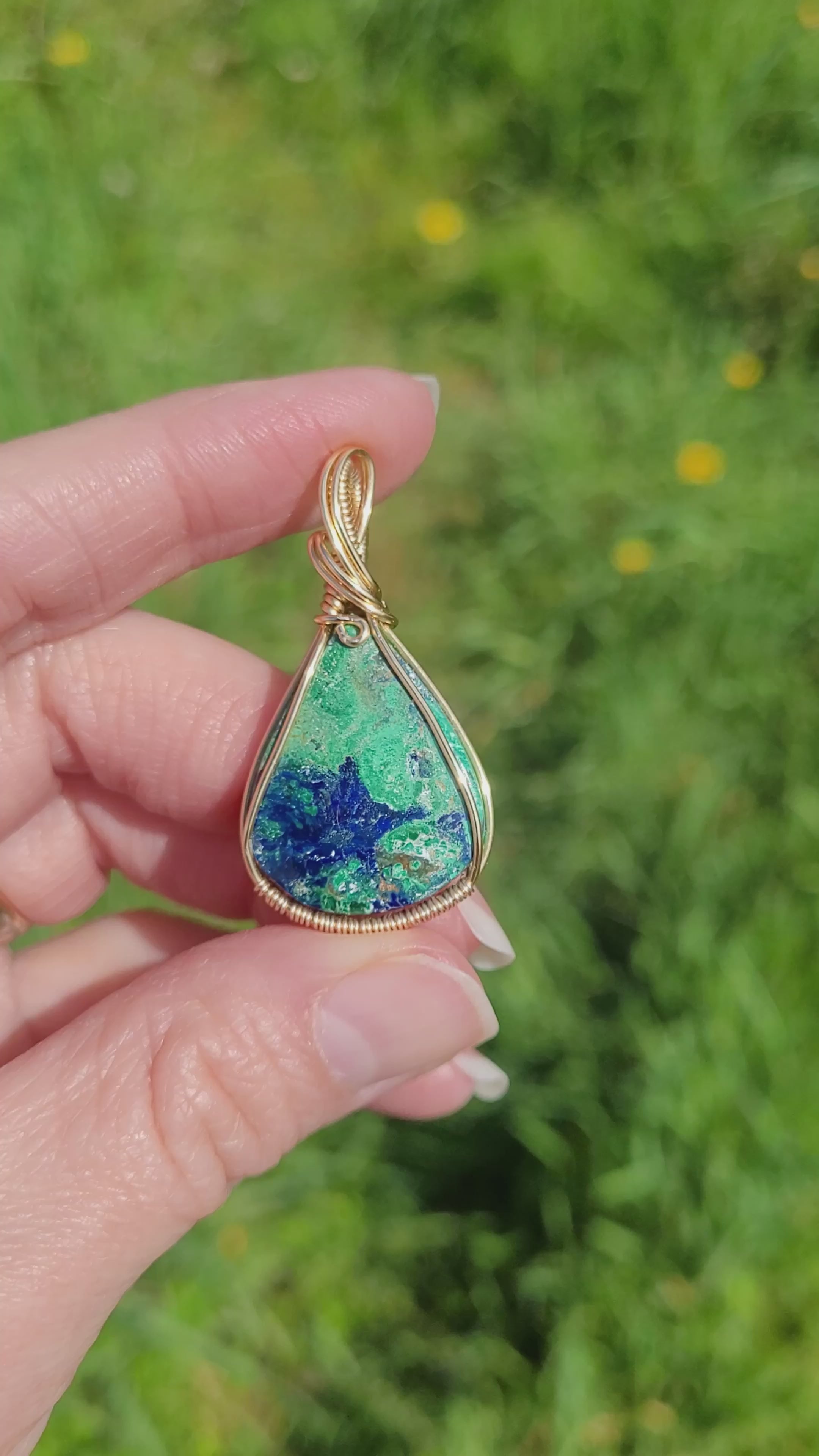 Pendentif en azurite malachite bijou artisanal – 4,3 cm