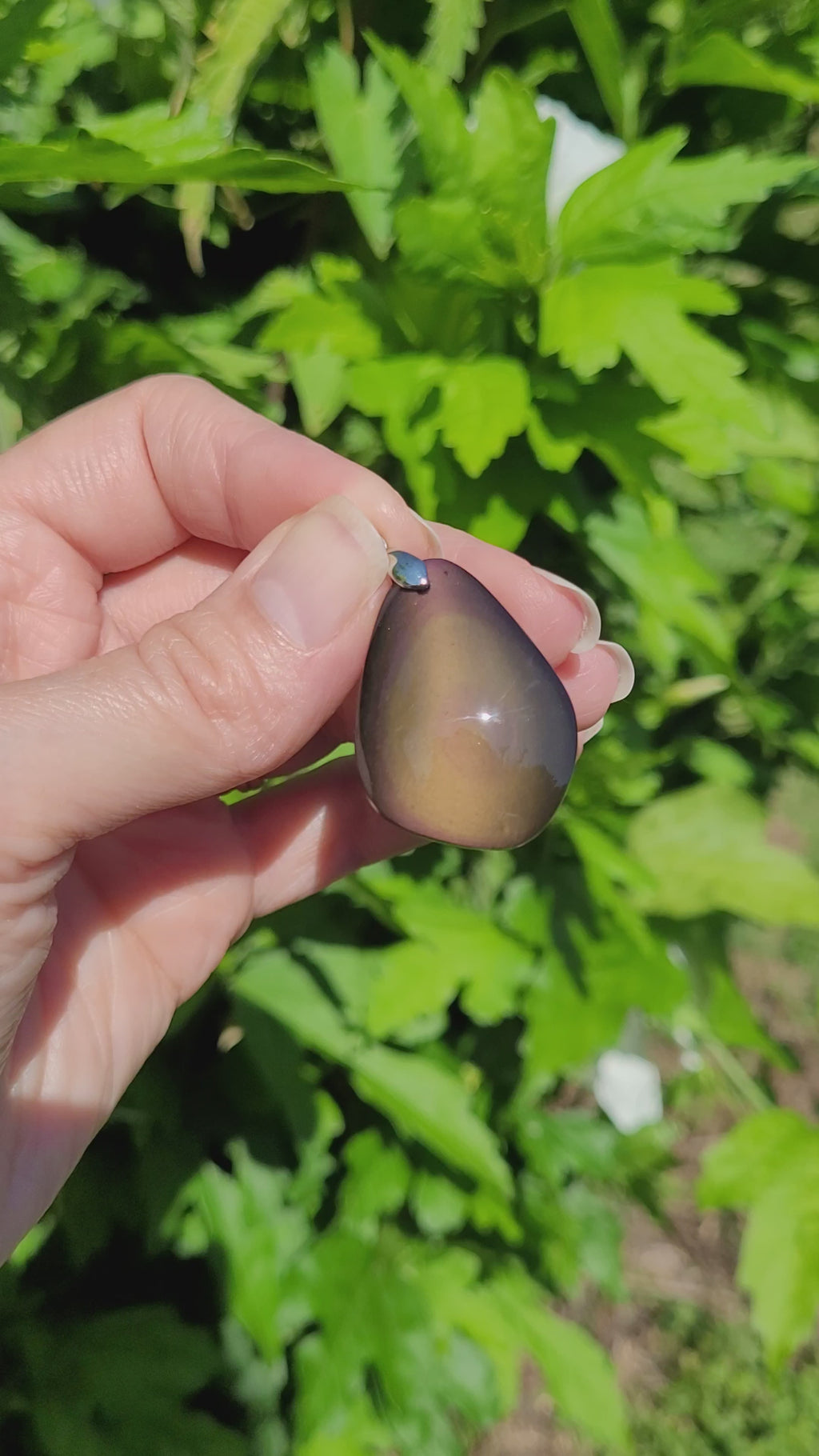 Pendentif en obsidienne oeil céleste 3,3 cm bélière argentée