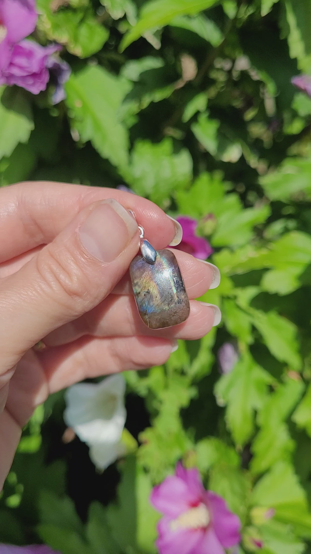 Pendentif en labradorite 2,1 cm bélière argentée